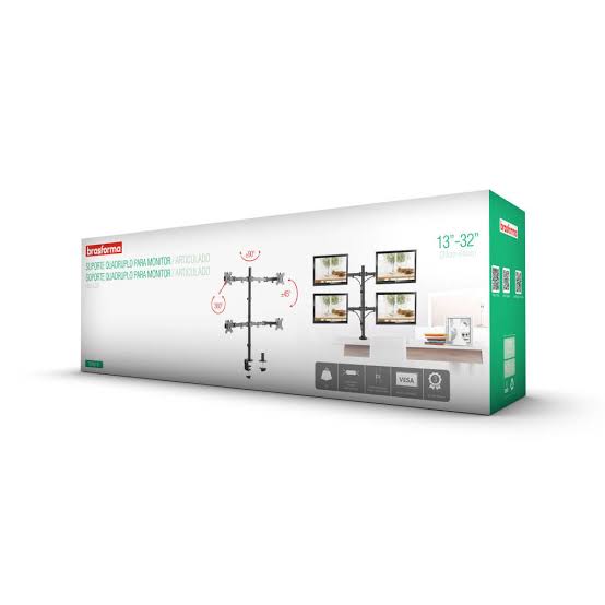 Soporte para 4 Monitores BRASFORMA BM740